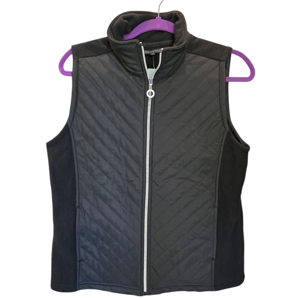 For Cynthia Black Quilted/Fleese Vest